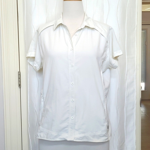 REI Tops - REI White Hiking UPF Short Sleeve Button Shirt